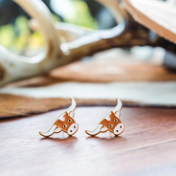 Miss Modi Jewelry - Miss Modi Light Brown Texas Longhorn Stud Earrings